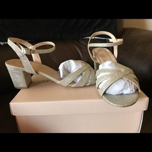 Champagne Glitter block heels